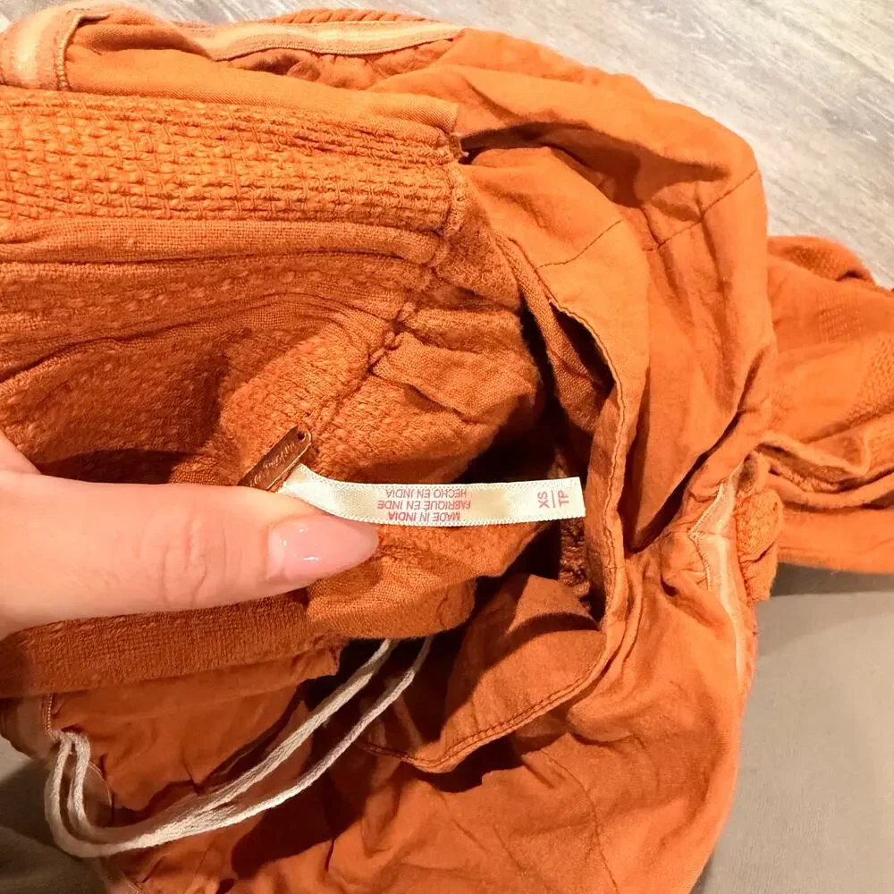 Free People Texture Strapless Orange Rust High Low Top Size XS - Picture 7 of 7